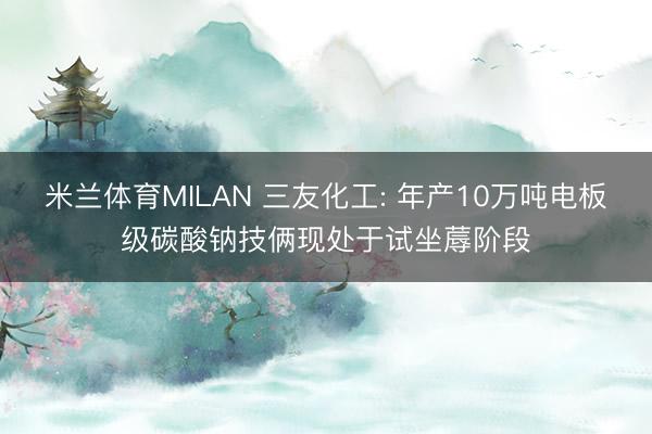 米兰体育MILAN 三友化工: 年产10万吨电板级碳酸钠技俩现处于试坐蓐阶段